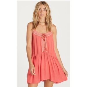 Billabong Coral Enlightened With Embellishments Tie Front Sun Dress